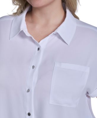 Plus Size Short-Sleeve Camp Button-Down Shirt