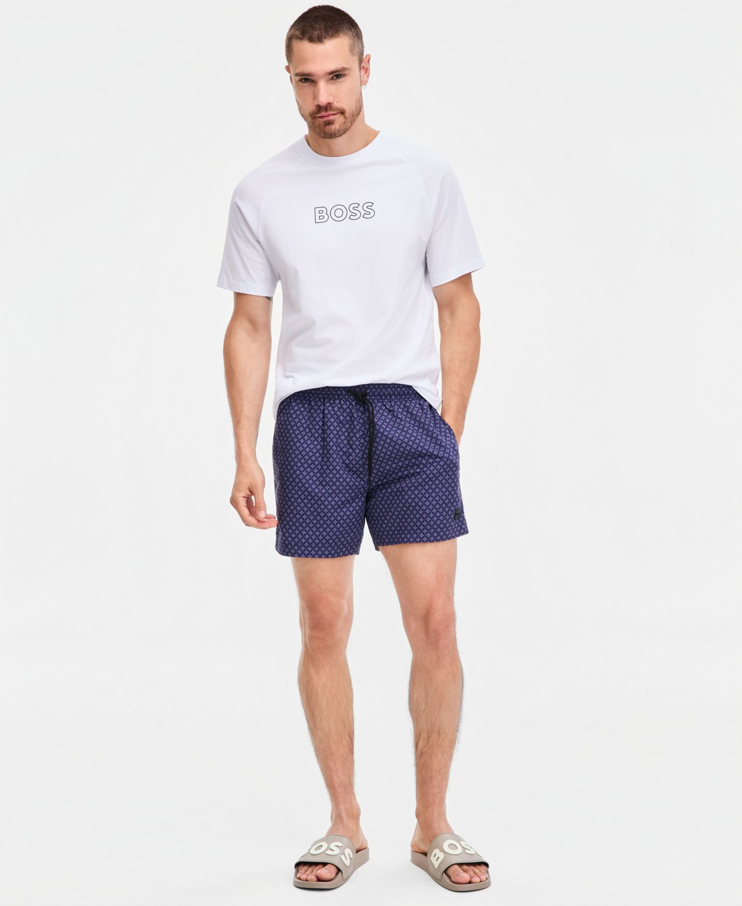 BOSS Men's Printed Dots 5" Swim Trunks