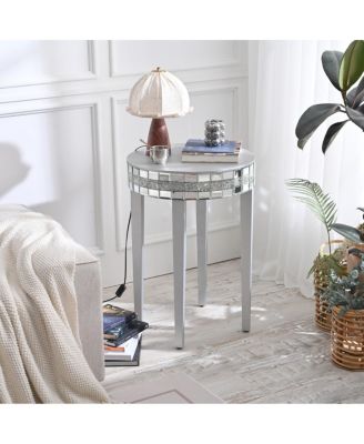 Artisanal Round Mirror Breakfast Table with Diamond-Cut Pedestal