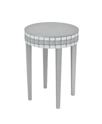 Artisanal Round Mirror Breakfast Table with Diamond-Cut Pedestal