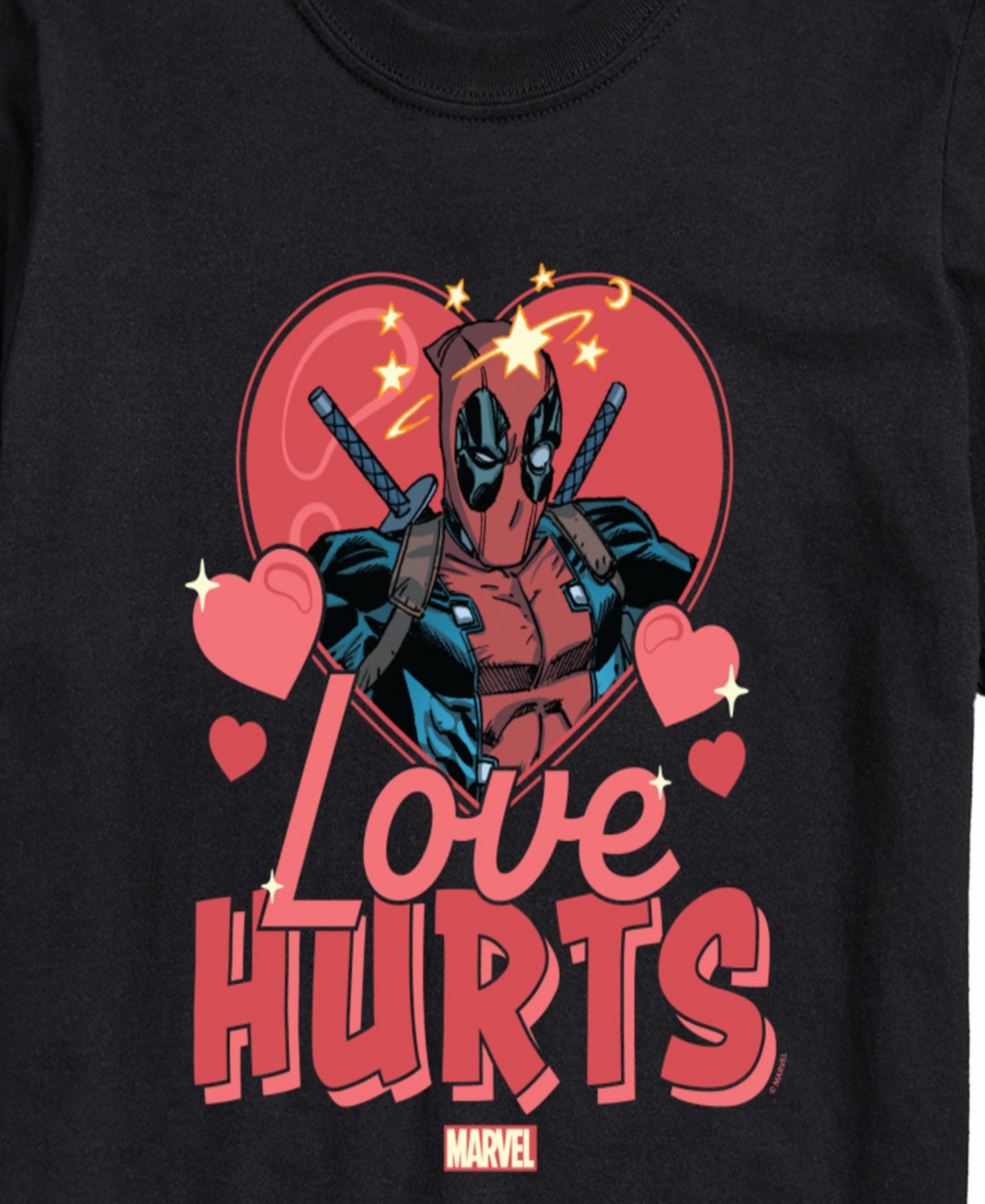 Men's Deadpool Love Hurts Printed Short-Sleeve Graphic T-Shirt