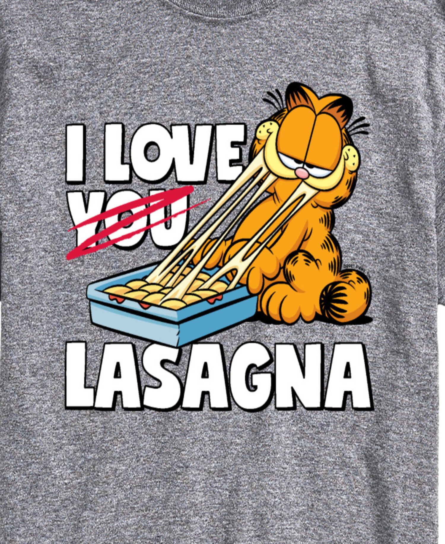 Men's Garfield Love Lasagna Printed Short-Sleeve Graphic T-Shirt