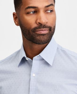 Men's Slim-Fit Dobby Dot Print Dress Shirt