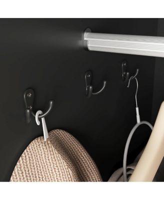 Streamdale 4-Door Wardrobe with Mirror, LED, 2 Drawers, Black