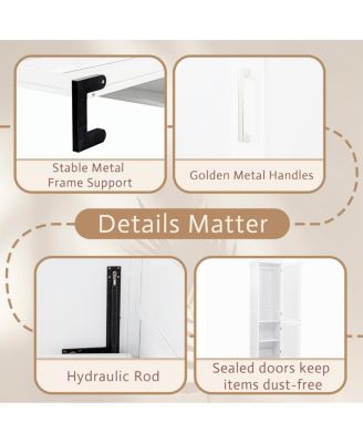  Queen Size Wood Murphy Bed with Wardrobe & Desk