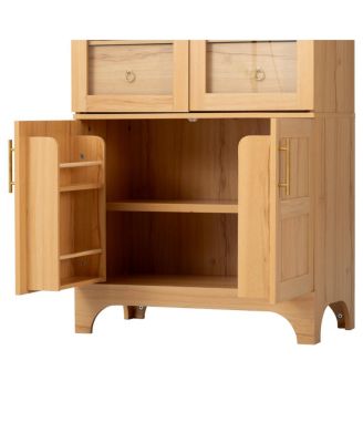 71" Arched Farmhouse Kitchen Pantry Cabinet with Shelves & Hidden Drawer