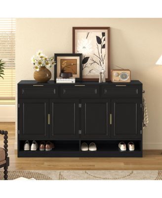  Farmhouse Sideboard with 3 Drawers, 4 Doors, 59.1" Storage Buffet