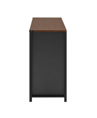 59.3" Farmhouse Barn Door Sideboard with Mesh Panels and Open Storage