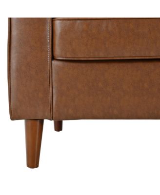 Streamdale Mirod Mid-Century Modern PU Leather 3-Seat Sofa with Solid Wood Legs