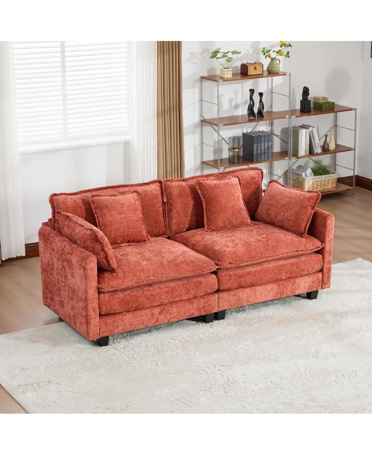 Streamdale Cloud Sofa LoveSeat (No Ottoman), Modern Sectional Couch, Orange