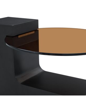  Modern Simple Double-Layer Round Coffee Table - Transparent Brown Glass Top