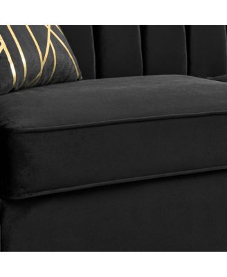 Streamdale Luxurious Velvet Sofa with Geometric Gold Hardware & Metal Feet