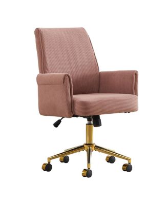 Streamdale Mid-back office chair, striped fabric, ergonomic design, pink.