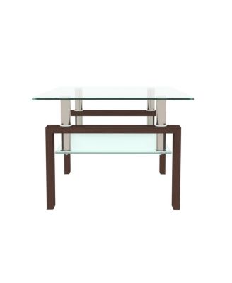  Rectangle Glass Coffee Table, Clear, Modern Side Center Table