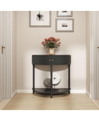  Artisan Wave Demi-Lune Console Table, 2 Drawers, Hallway
