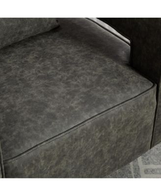  29.1"W Swivel Accent Open Back Barrel Chair (Gray, PU
