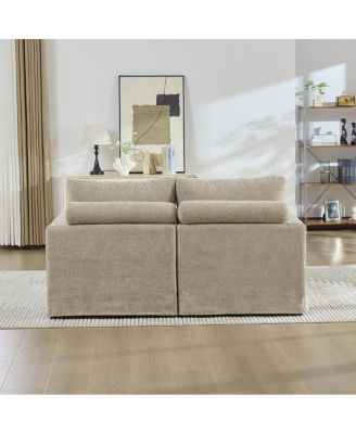  63.39" Wide Chenille Sofa Bed with Cushions & Metal Legs