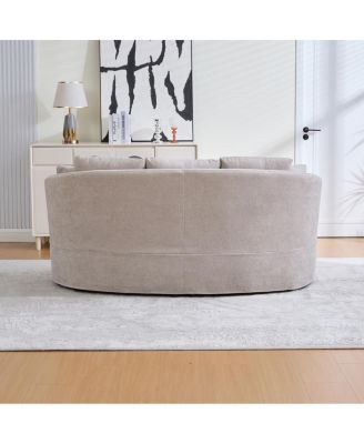  73.82" Wide Curved Sofa, Modern Plush Chenille Extra-Deep Seat, 4 Removable Cushions, Taupe