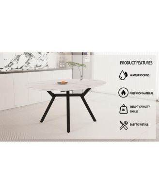 Streamdale Extendable White Round Dining Table (4-6 Person) - Modern MDF & Metal