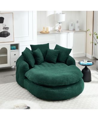  Oversized Oval Upholstered Bean Bag Sofa with 5 Pillows & Wrap Around Backrest