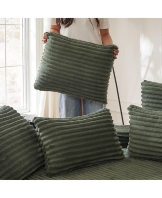 78.5-Inch Corduroy Semi-Circular 2-in-1 Sofa Bed with Neck Pillow & 5 Throw Pillows