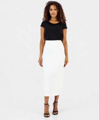 Women's Stretch Crepe Column Midi Skirt