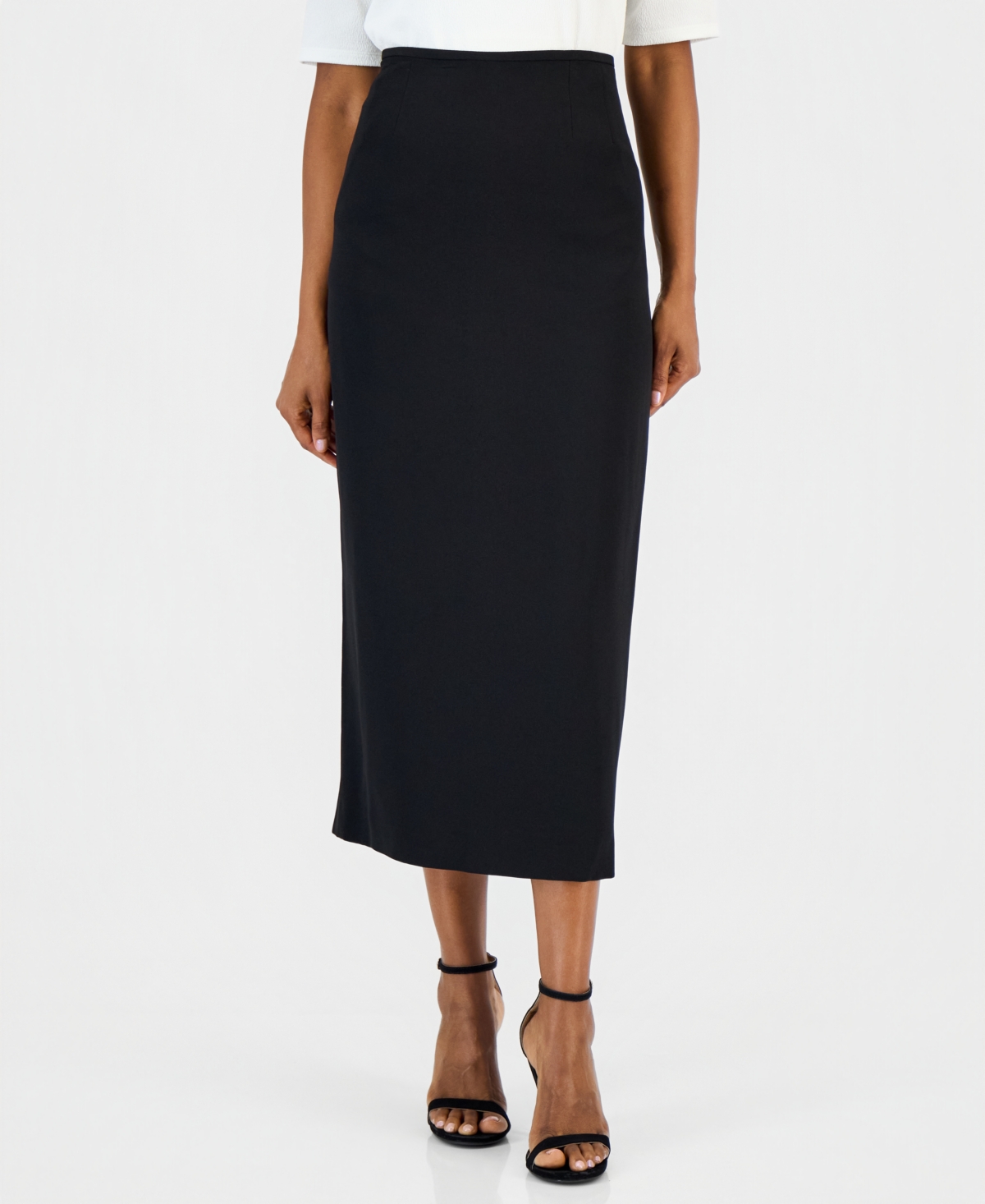 Kasper Women's Stretch Crepe Column Midi Skirt - Black