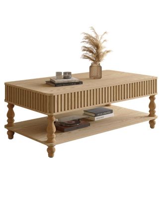 Lift Top Fluted Coffee Table with Hidden Storage, Roman Column Legs