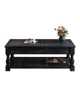Farmhouse Lift Top Coffee Table with Storage - Weathered  Finish