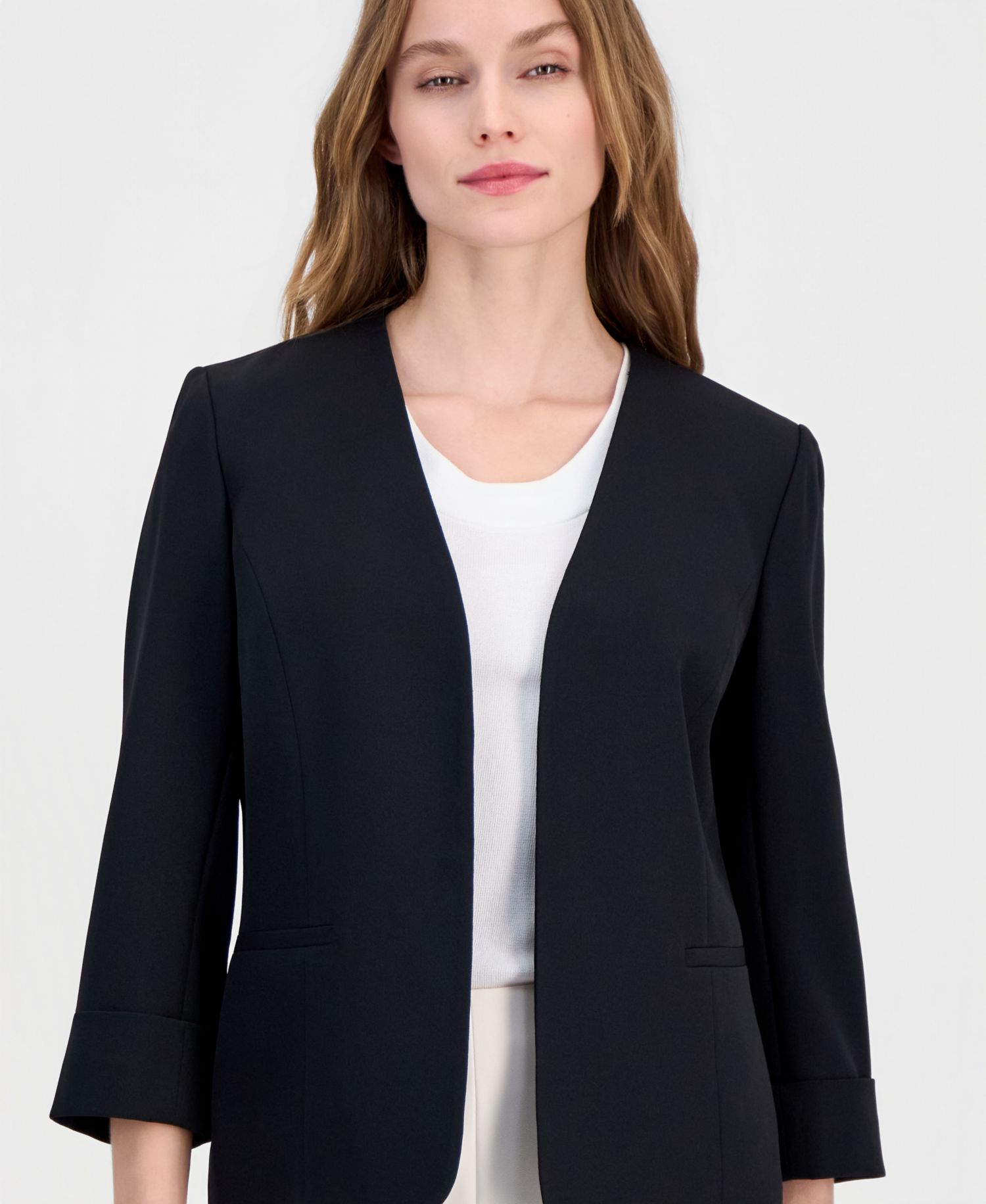 Women's Stretch Crepe Open-Front Blazer Regular & Petite