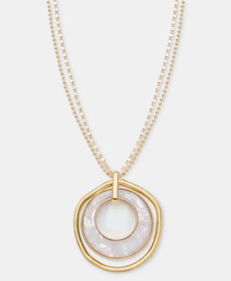 Stone Orbital Pendant Necklace, 36" + 3" extender