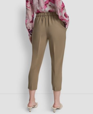 Petite Mid-Rise Elastic Back Ankle Pants