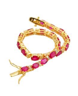 Sterling Silver with Colored Cubic Zirconia Tennis Bracelet in White Gold Plated, 14K Gold Plated, or 18K Rose Gold Plated