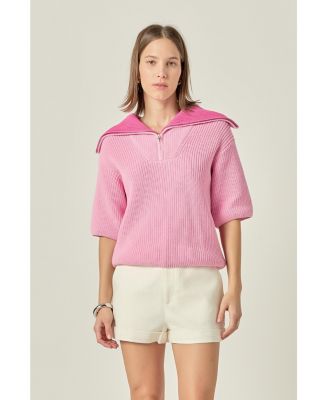 Women's Half Sleeves Collar Knit Top