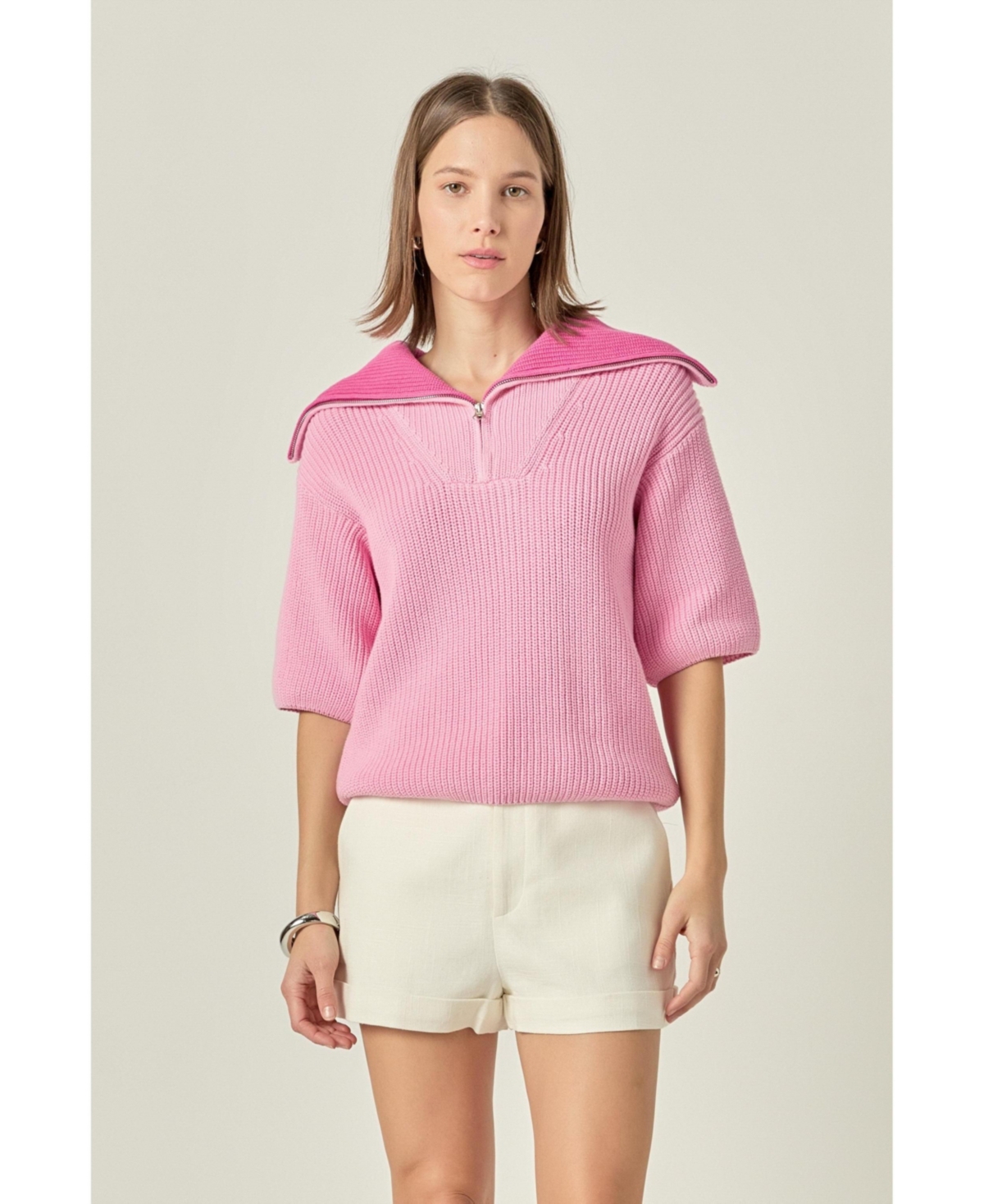 Women's Half Sleeves Collar Knit Top