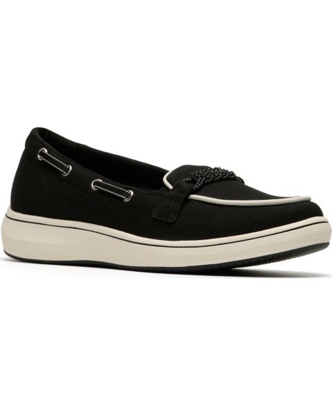 Женские балетки-топсайдеры Clarks BreezeSky Bay, цвет: Чёрный холщовый