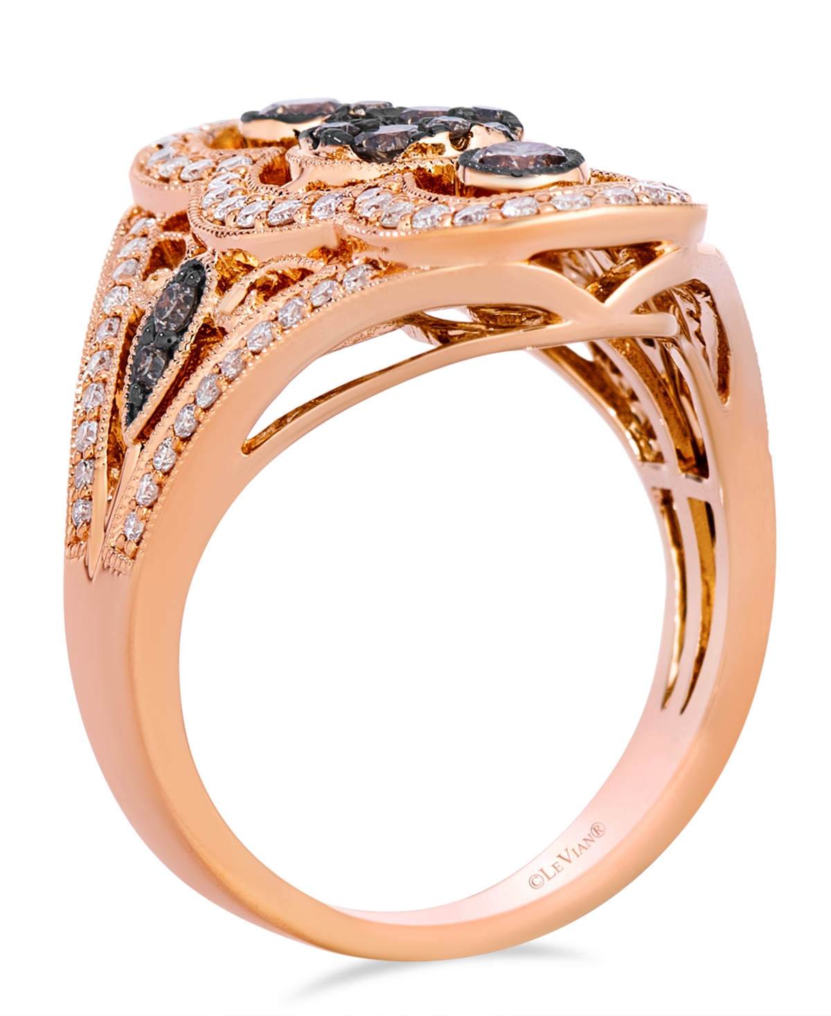 Le Vian Chocolate Diamond (0.57 ct. t.w.) & Vanilla Diamond (0.48 ct. t.w.) Ring in 14k Strawberry Gold