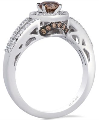Chocolate Diamond (0.54 ct. t.w.) & Vanilla Diamond (0.45 ct. t.w.) Bridal Ring in 14k Vanilla Gold