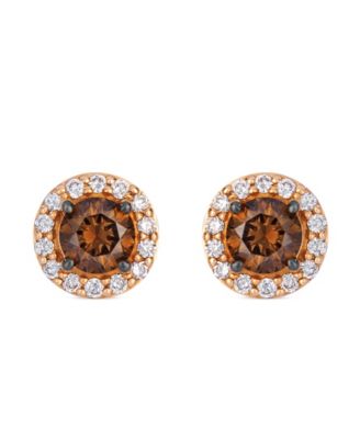 Chocolate Diamond (0.9 ct. t.w.) & Vanilla Diamond (0.24 ct. t.w.) Red Carpet Earrings in 14k Strawberry Gold