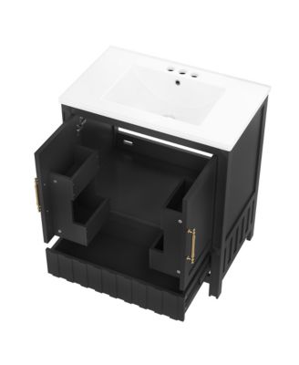 30 in. Bathroom Vanity with Sink, Multi-functional Bathroom Cabinet with Doors, Storage Shelves and Drawers