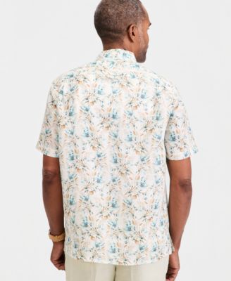 Men's Floral Linen Short-Sleeve Shirt