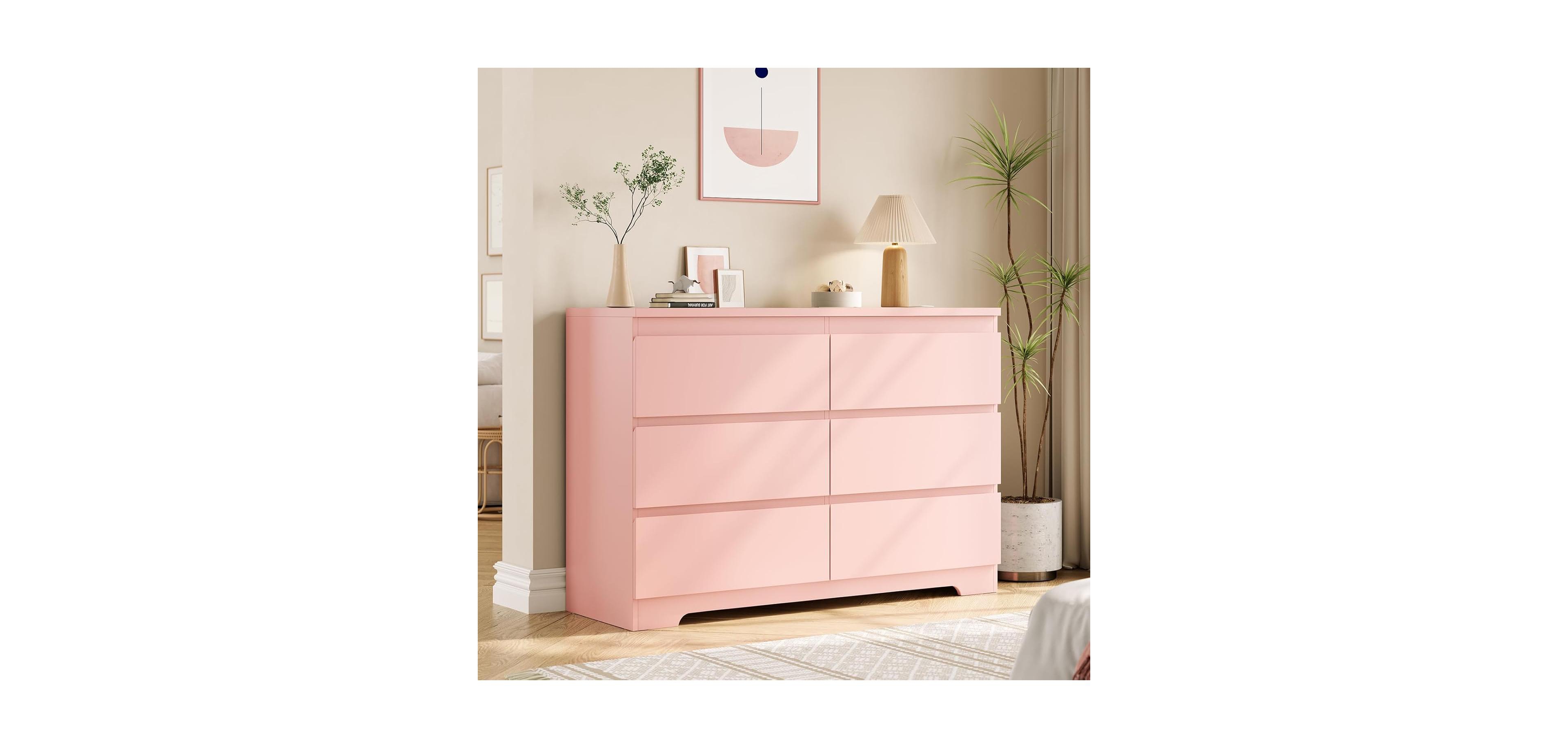 gaomon 6-Drawer Dresser, Simply Modern Wooden Chest of Drawers for Bedroom Storage