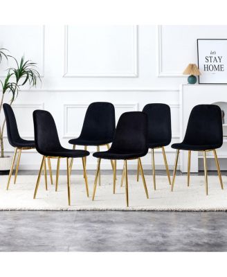 Modern Velvet Dining Chairs with Golden Legs (Set of 6)