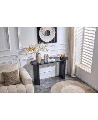 Black curved foyer table - minimalist entrance sofa side table