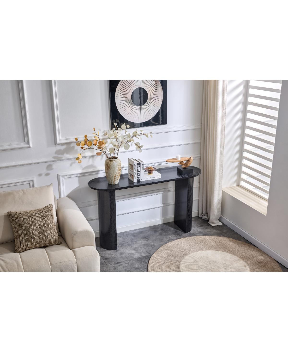 Streamdale Furniture Black curved foyer table - minimalist entrance sofa side table