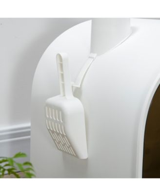 17"×17"×18.5" White Covered Cat Litter Box with Tray