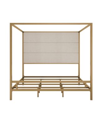 Modern Velvet Upholstered Canopy Bed Frame