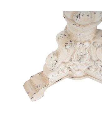 Accent Coffee Table, Antique Pedestal, Solid Wood Top, Natural+Antique White