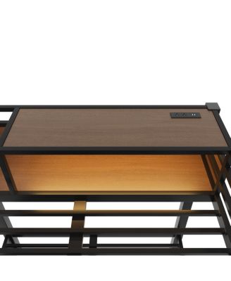 Full Size Metal Bunk Bed with Storage, LED, and USB