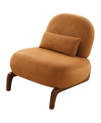Cute Velvet Accent Chair with Solid Wood Legs